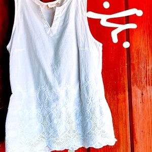 FINAL CALL White Lace Cotton Sleeveless Top M